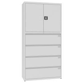 Szafa aktowo-kartotekowa, 1 półka dwudrzwiowa, 4 szuflady, 1990 mm x 1000 mm x 435 mm, SKB 1