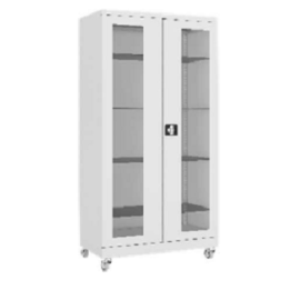 Szafa lekarska, 2-drzwiowa, przeszklone drzwi i półki, kółka jezdne, na leki, SML 113