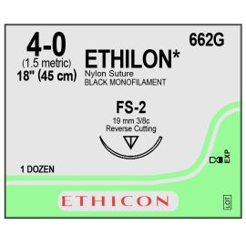 Szew Ethilon 4/0 45cm 19mm 3/8k.odwr.tnąca FS-2, op. 12 szt.
