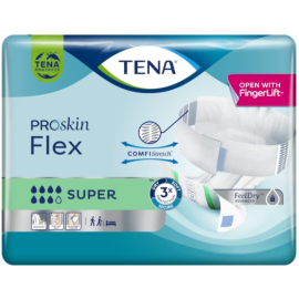 Tena Flex Proskin Super, pieluchomajtki z regulowanym pasem mocującym, pampersy na znaczne nietrzymanie moczu, S-XL - op. 30 szt.