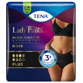 Tena Lady Pants Plus Noir, majtki chłonne dla kobiet, bielizna na średnie i znaczne nietrzymanie moczu, M/L - op. 8 szt./9 szt./30 szt.