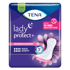 Tena Lady Protect+ Maxi Night, dłuższe, poszerzane, wkładki urologiczne, podpaski na znaczne nietrzymanie moczu - op. 6 szt./12 szt.