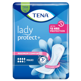 Tena Lady Protect+ Maxi, dłuższe wkładki urologiczne, podpaski na znaczne nietrzymanie moczu - op. 12 szt.