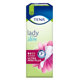 Tena Lady Slim Ultra Mini Plus, wydłużone ultracienkie wkładki urologiczne, podpaski na kropelkowe nietrzymanie moczu - op. 24 szt.
