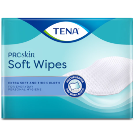 Tena Proskin Soft Wipes, bardzo miękkie chusteczki do mycia na sucho i mokro, do oczyszczania skóry, 30 cm x 32 cm - op. 135 szt.