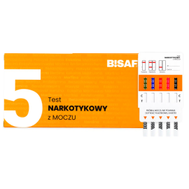 Test narkotykowy BISAF, kasetkowy, z moczu, 5 substancji (AMP, BZO, COC, THC MOP) - op. 1 szt.