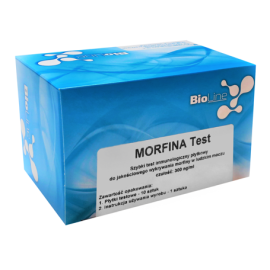 Test narkotykowy MORFINA STRIP BioLine, paskowy, z moczu, na morfinę, heroinę, opiaty (OPI) - op. 10 szt.