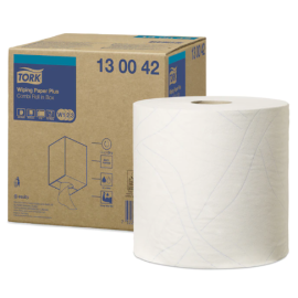 Ręcznik, czyściwo, biały, 2-warstwowy, rolka, W1/W2/W3, celuloza + makulatura, 23,5 cm x 34 cm x 255 m, Tork Wiping Paper Plus Combi Roll in Box- op. 1 szt.