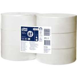 Papier toaletowy Jumbo, 2-warstwowy, T1, 9,4 cm x 20 cm x 360 m, makulatura, biały, Tork Jumbo Toilet Roll Advanced - op. 6 szt.