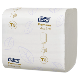 Extra miękki papier toaletowy, składany, 2-warstwowy, celuloza, T3, 11 cm x 19 cm x 252 odc., Tork Extra Soft Folded Toilet Paper Premium - op. 30 szt.