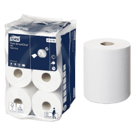 Papier toaletowy SmartOne Mini, 2-warstwowy, T9, 13,4 cm x 18 cm x 111,6 m, celuloza + makulatura, biały, Tork SmartOne Mini Toilet Roll, Advanced - op. 12 szt.