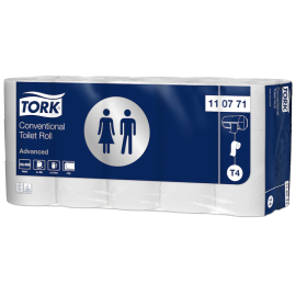 Papier toaletowy w rolce konwencjonalnej, 2-warstwowy, T4, 9,4 cm x 12 cm x 48 m, makulatura, biały, Tork Conventional Toilet Roll, Advanced - op. 30 szt.