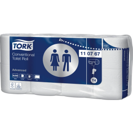 Papier toaletowy w rolce konwencjonalnej, 2-warstwowy, T4, 9,4 cm x 10,3 cm x 30 m, makulatura, biały, Tork Conventional Toilet Roll, Advanced - op. 8 szt.