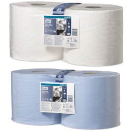 Ręcznik, czyściwo, biały/niebieski, 2-warstwowy, rolka, W1/W2, celuloza, 23,5 cm x 34 cm x 170 m, Tork Heavy-Duty Wiping Paper Combi Roll - op. 2 szt.