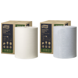 Ręcznik, czyściwo, biały/niebieski, 1-warstwowy, rolka, W1/W2/W3, włóknina, 31,5 cm x 38 cm x 106,4 m, Tork Heavy-Duty Cleaning Cloth Combi Roll in Box - op. 1 szt.