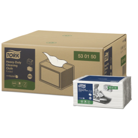 Ręcznik, czyściwo, biały, 1-warstwowy, składany, W8, włóknina, 31,5 cm x 38,5 cm, Tork Heavy-Duty Cleaning Cloth Folded - op. 8 szt.