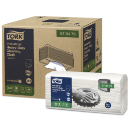 Ręcznik, czyściwo, biały, 1-warstwowy, składany, W4, włóknina, 35,5 cm x 41,5 cm, Tork Industrial Heavy-Duty Cleaning Cloth Folded - op. 4 szt.
