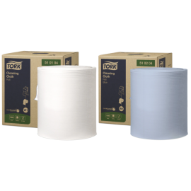 Ręcznik, czyściwo, biały/niebieski, 1-warstwowy, rolka, W1, włóknina, 42 cm x 38 cm x 380 m, Tork Cleaning Cloth Roll - op. 1 szt.