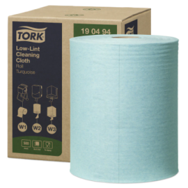 Ręcznik o niskiej pylności, czyściwo, seledynowy, 1-warstwowy, rolka, W1/W2/W3, włóknina, 27,5 cm x 36 cm x 180 m, Tork Low-Lint Cleaning Cloth Roll - op. 1 szt.