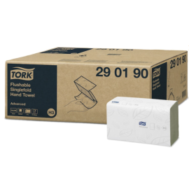 Ręcznik do rąk łatwo rozpuszczalny, 2-warstwowy, celuloza, "zetka", składany, H3, 23 cm x 23 cm x 250 odc., Tork Flushable Singlefold Hand Towel Advanced - op. 15 szt.