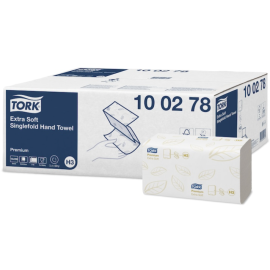Ręcznik do rąk, extra miękki, 2-warstwowy, celuloza, "zetka", składany, H3, 22,6 cm x 23 cm x 200 odc., Tork Extra Soft Singlefold Hand Towel Premium - op. 15 szt.
