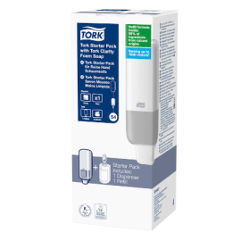 Tork Starter Pack, zestaw startowy, dozownik manualny biały S4 + ekologiczne mydło w pianie Clarity Hand Washing Foam Soap, 1L