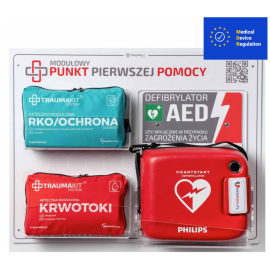 TRAUMA KIT Apteczka Modułowa AK+AED z Defibrylatorem Philips FRx - Punkt Pierwszej Pomocy - Tablica (jasny)