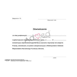 Oświadczenie o ubezpieczeniu zał. Nr 10