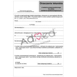 Orzeczenie lekarskie do celów sanitarno-epidemiologicznych