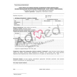 Karta badania profilaktycznego klas 0/1