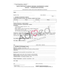 Karta profilaktycznego badania lekarskiego ucznia ponadpodstawowego