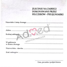 Zlecenie na zabiegi felczera, pielęgniarki