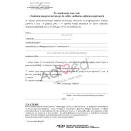 Zaświadczenie lekarskie do celów sanitarno - epidemiologicznych - samokopia