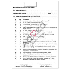 Ankieta anestezjologiczna - dzieci