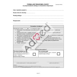 Formularz zgody na przeprowadzenie zabiegu w znieczuleniu miejscowym