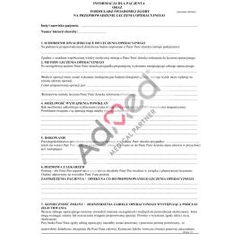 Formularz świadomej zgody na przeprowadzenie leczenia operacyjnego