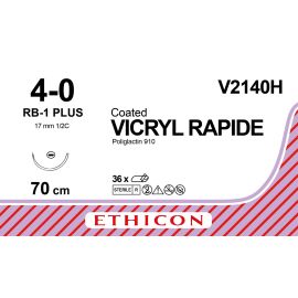 Vicryl RAPIDE szew powlekany syntetyczny, wchłanialny, pleciony (Poliglaktyna 910) V2140H rozm. 4/0 ; igła 17 mm - 1/2 koła ; dł. 70 cm bezbarwny  