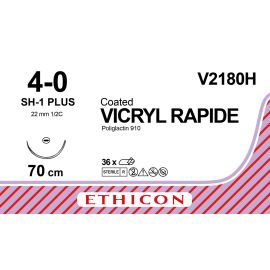Vicryl RAPIDE szew powlekany syntetyczny, wchłanialny, pleciony (Poliglaktyna 910) V2180H rozm. 4/0 ; igła 22 mm - 1/2 koła ; dł. 70 cm bezbarwny 