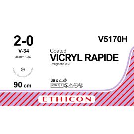 Vicryl RAPIDE szew powlekany syntetyczny, wchłanialny, pleciony (Poliglaktyna 910) V5170H rozm. 2/0 ; 90cm ; 1/2koła okr-tn. ; V-34