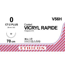 Vicryl RAPIDE szew powlekany syntetyczny, wchłanialny, pleciony (Poliglaktyna 910) V56H rozm. 0 ; igła 26 mm - 1/2 koła wzmocniona; dł. 70 cm bezbarwny
