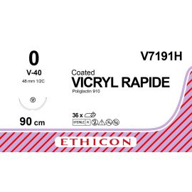 Vicryl RAPIDE szew powlekany syntetyczny, wchłanialny, pleciony (Poliglaktyna 910) V7191H rozm. 0 ; 90cm 1/2koła okr-tn. V-40;