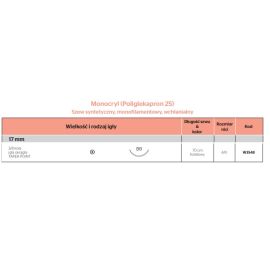 Szew wchłanialny Monocryl  W3548 rozm. 4/0 ; igła 17 mm - 3/8 koła ; dł. 70 cm ; fiolet