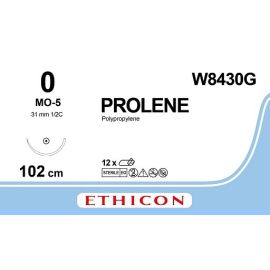 Prolene szwy syntetyczne, niewchłanialne (Polipropylen monofilamentowy) 12szt.- JJ-W8430G; rozm. 0 ; igła okrągła 31mm - 1/2 koła ; dł. 102cm, kolor niebieski