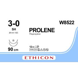 Prolene szwy syntetyczne, niewchłanialne 12szt.- W8522; rozm. 3/0 ; igła okrągła 26mm tp - 1/2 koła ; dł. 90cm, kolor niebieski
