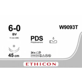 Szew wchłanialny syntetyczny PDS II  W9093T rozm. 6/0 ; 45cm ; 3/8koła okrągła podwójn. BV , barwiony