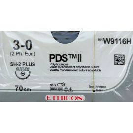 Szew wchłanialny syntetyczny PDS II W9116H rozm. 3/0 ; igła 20 mm - 1/2 koła ; dł. 70cm fioletowy