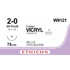 Szew Vicryl  W9121 ; rozm. 2/0 ; igła okrągła, rozwarstwiająca 26mm - 1/2 koła ; dł. 75cm fiolet;