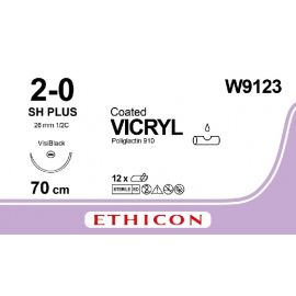 Szew Vicryl W9123; rozm. 2/0 ; igła CZARNA okrągła, rozwarstwiająca TAPER POINT PLUS 26mm - 1/2 koła ; dł. 70cm fioletowa nić; op. a'12