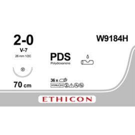 Szew wchłanialny syntetyczny PDS II W9184H rozm. 2/0 ; igła 26 mm - 1/2 koła ; dł. 70cm fioletowy