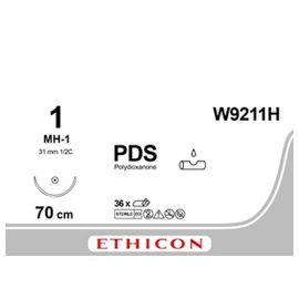 Szew wchłanialny syntetyczny PDS PLUS W9211H rozm.1 ; 1/2 koła ; igła okrągła 31mm ; 70cm ; fioletowy,